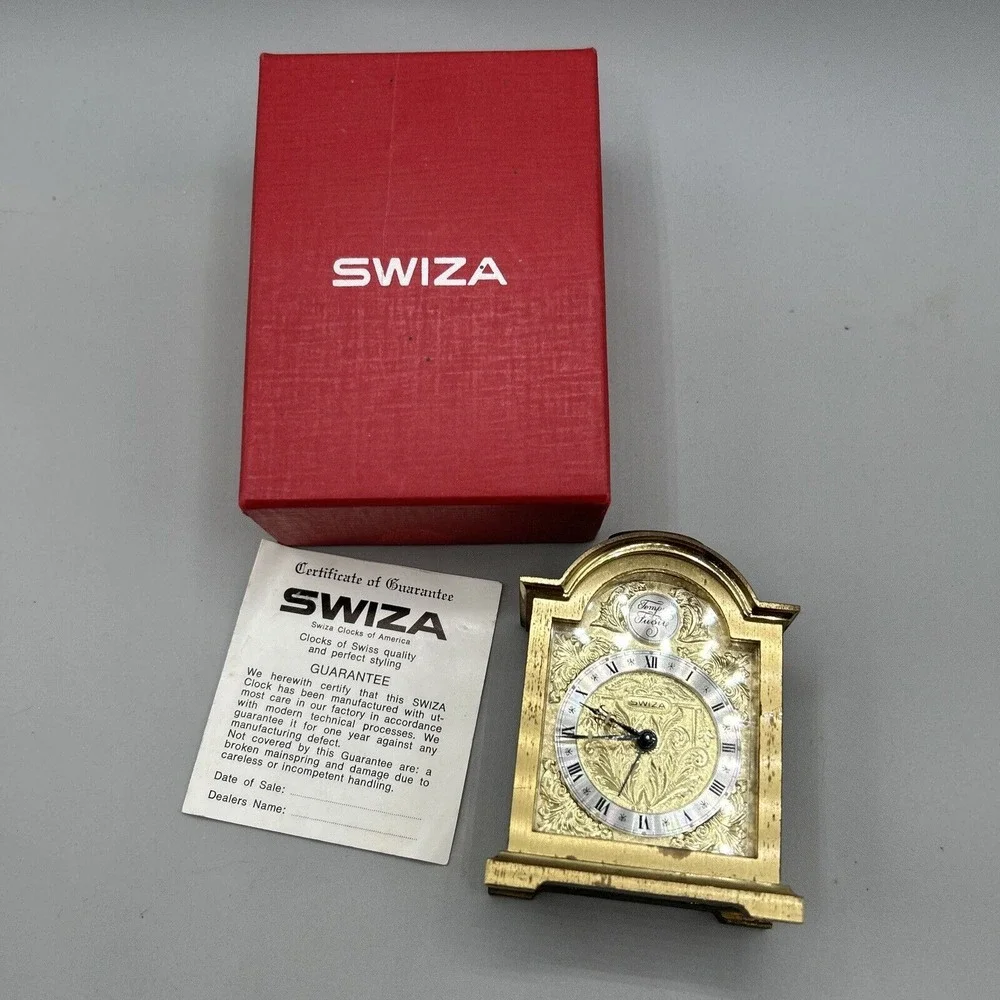 Swiss Made Swiza Sheffield Alarm Clock Vintage‎ NAME OF CLOCK TEMPUS FUGIT